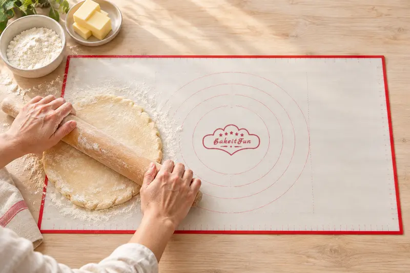 Standard Pastry Mat in use, red border